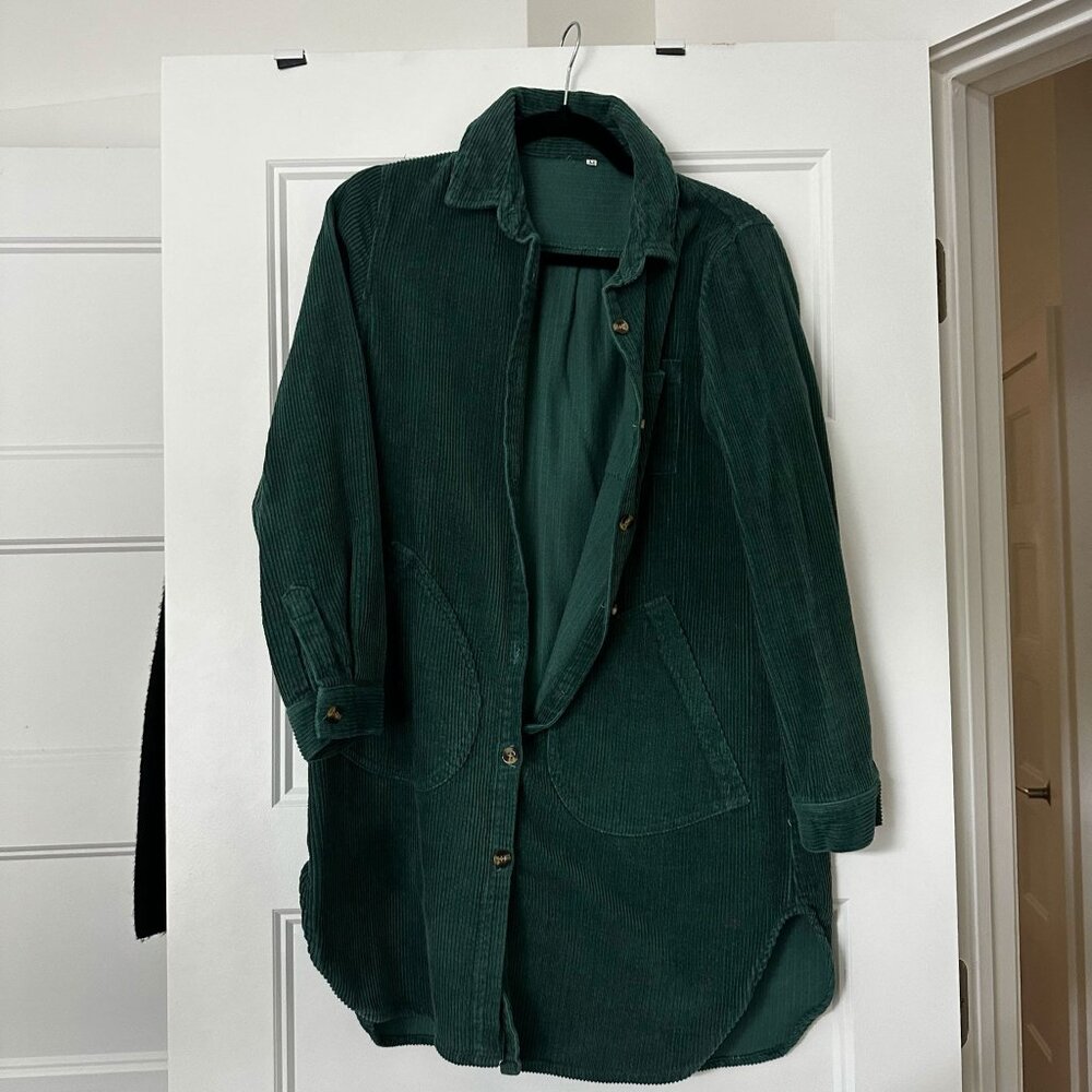 Green Corduroy dress / oversized shirt